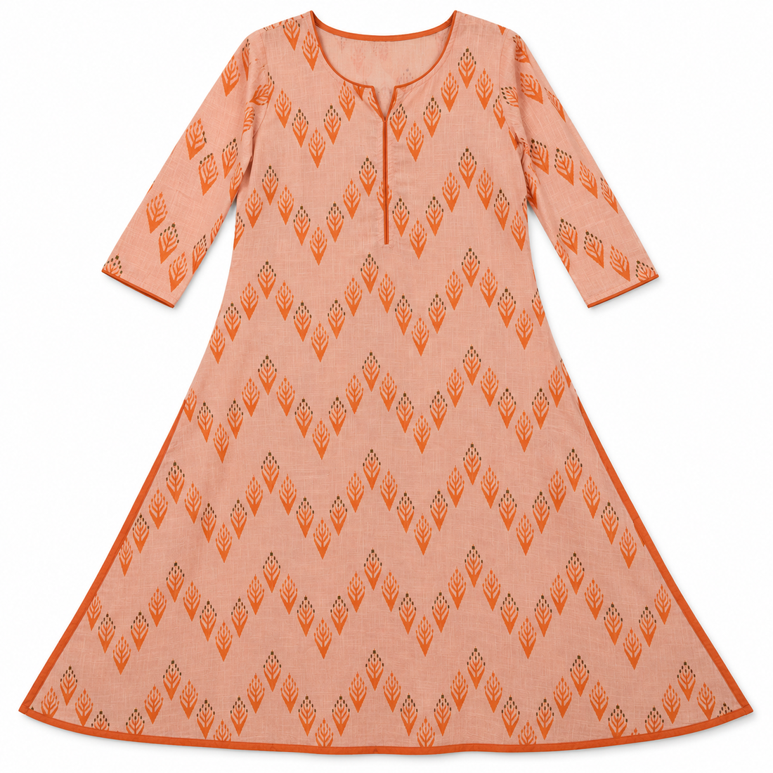 Light Orange A-Line Kurta – model on white background