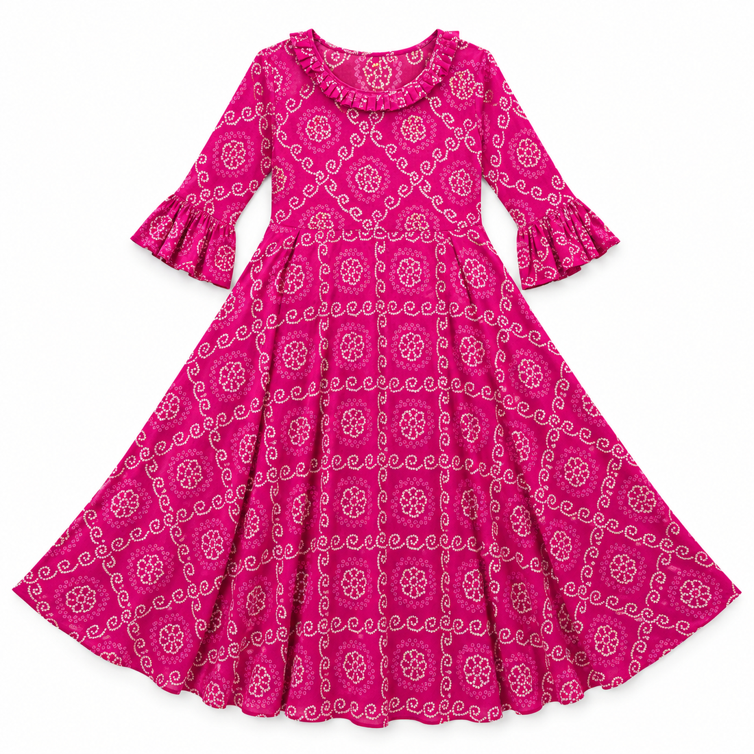 Rani Pink Badhej Dress – model on white background