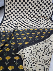 Hand embroidered Block print Modal Silk saree – product detail 2