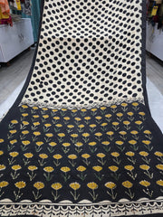 Hand embroidered Block print Modal Silk saree – product detail 5