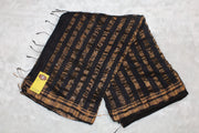 Black Gold Ghicha Tussar Silk Saree with Zari