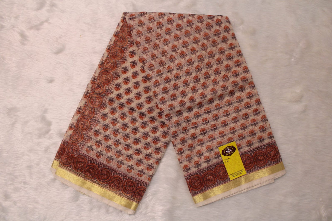Kota Doriya Saree – Beige, orange