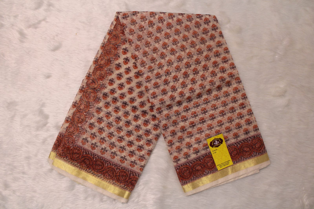 Kota Doriya Saree – Beige, orange