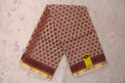 Kota Doriya Saree – Beige, orange