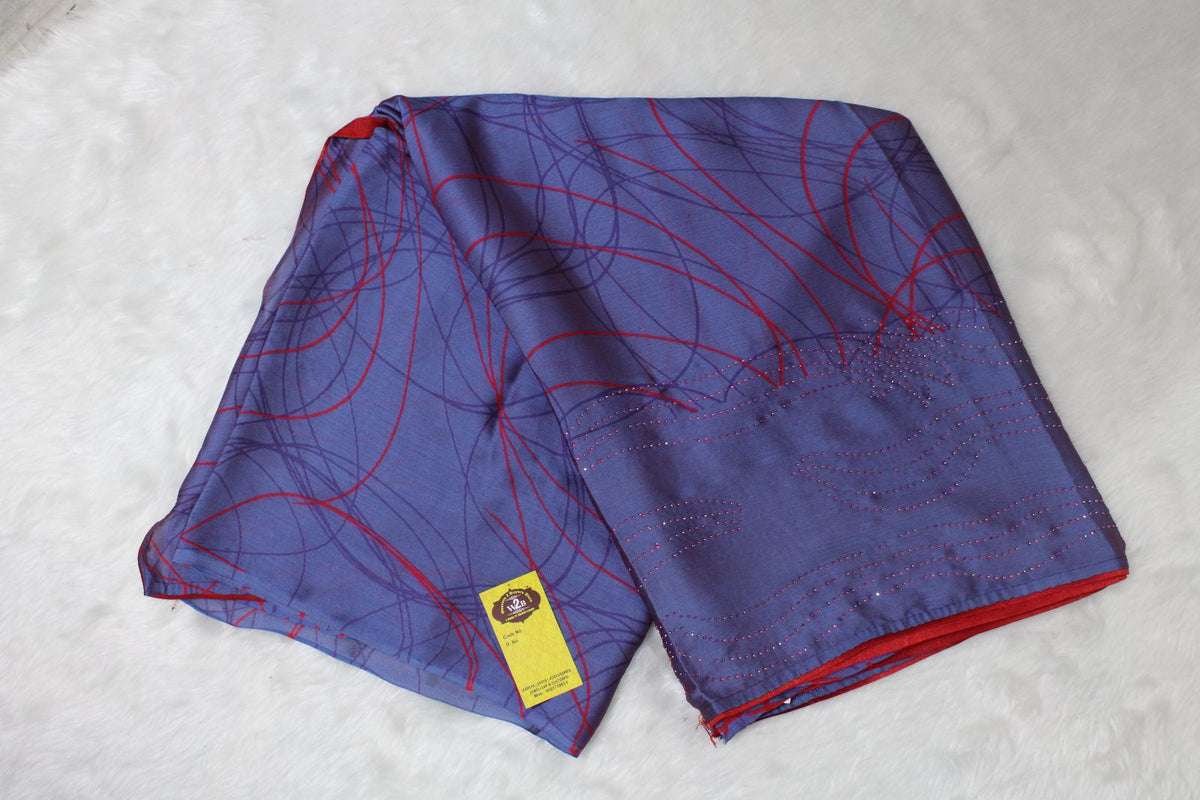 2 tone Chiffon Silk Saree – Grey Blue