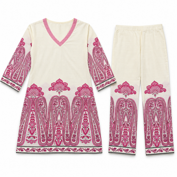 Off-White Hand Block Print Cotton Co-ord Set